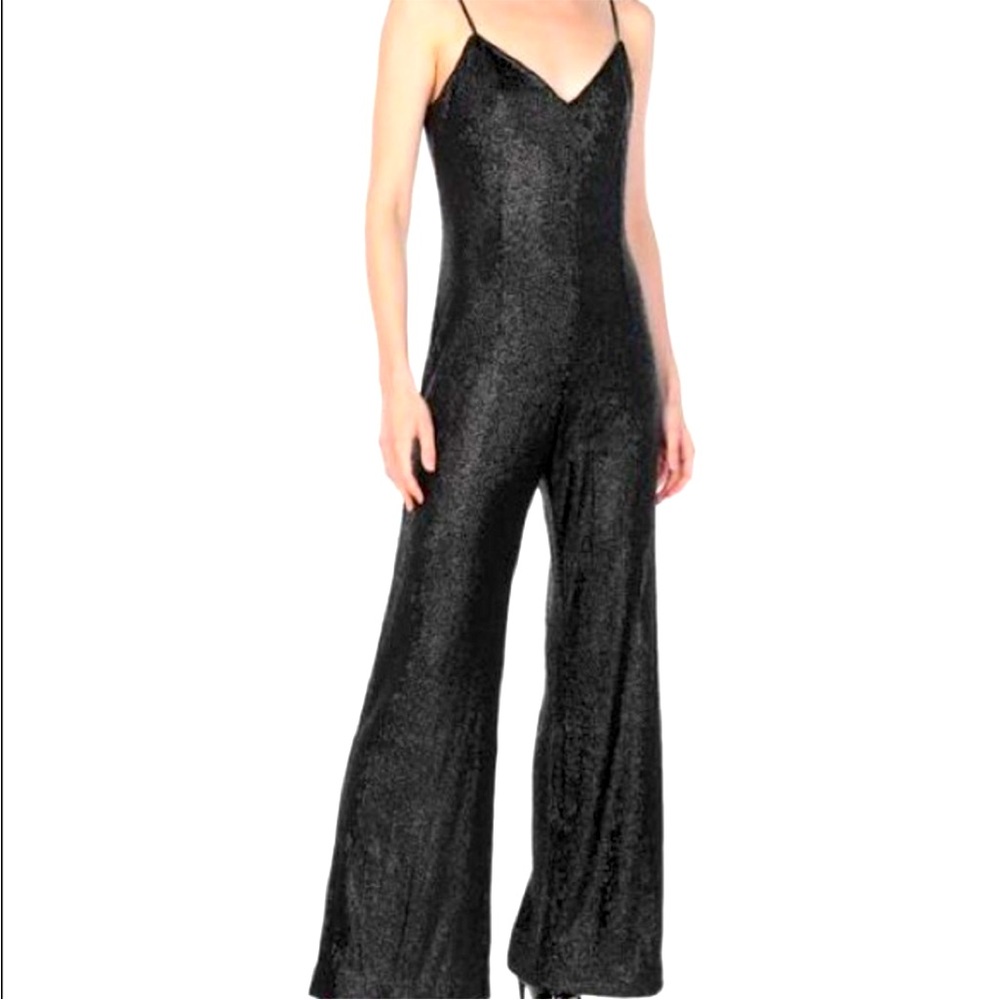 Rachel Zoe jumpsuit - black all over sequins wide leg sleeveless
